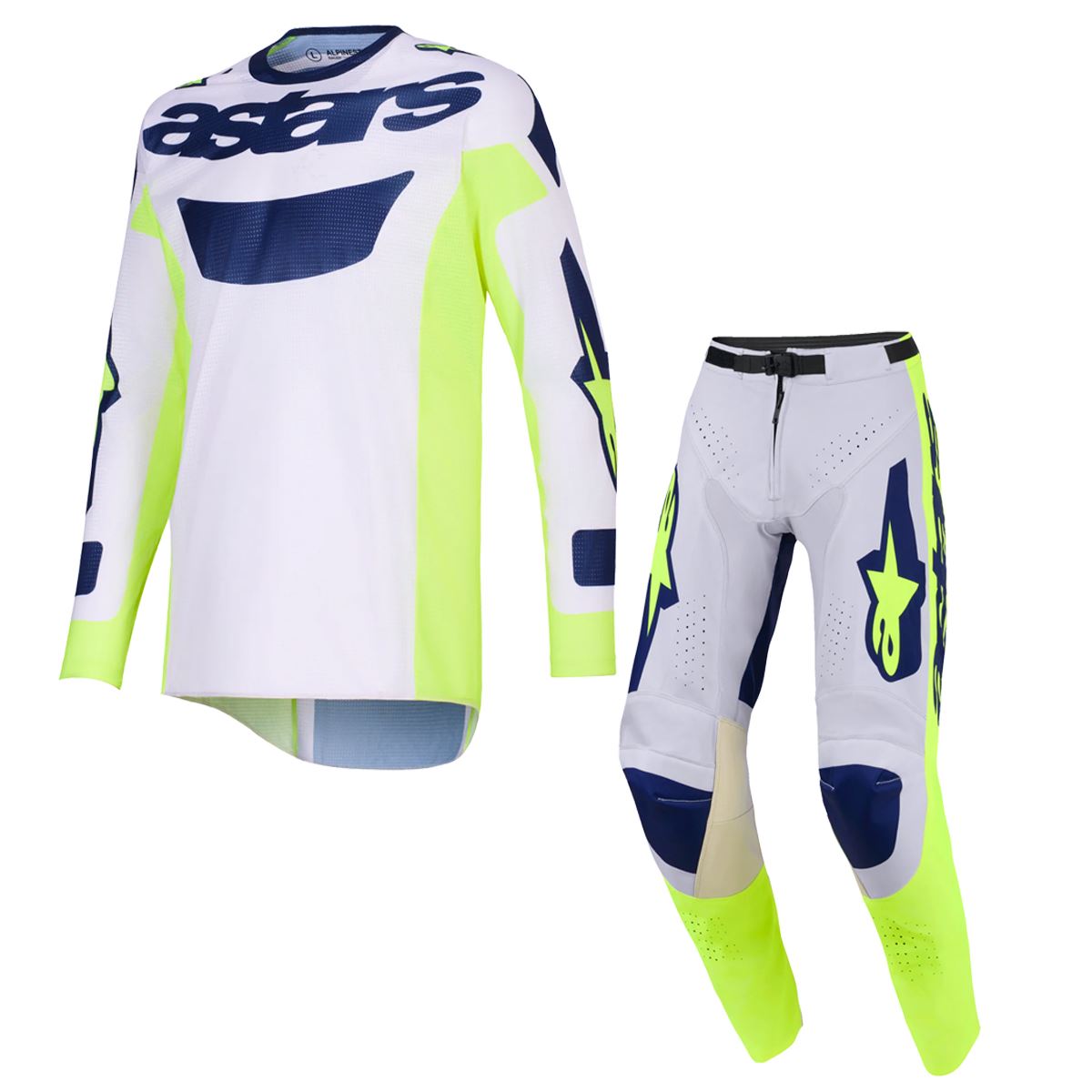 Alpinestars 2026 Racer Air Riway Motocross Combo Kit Light Grey Yellow Flo Blue